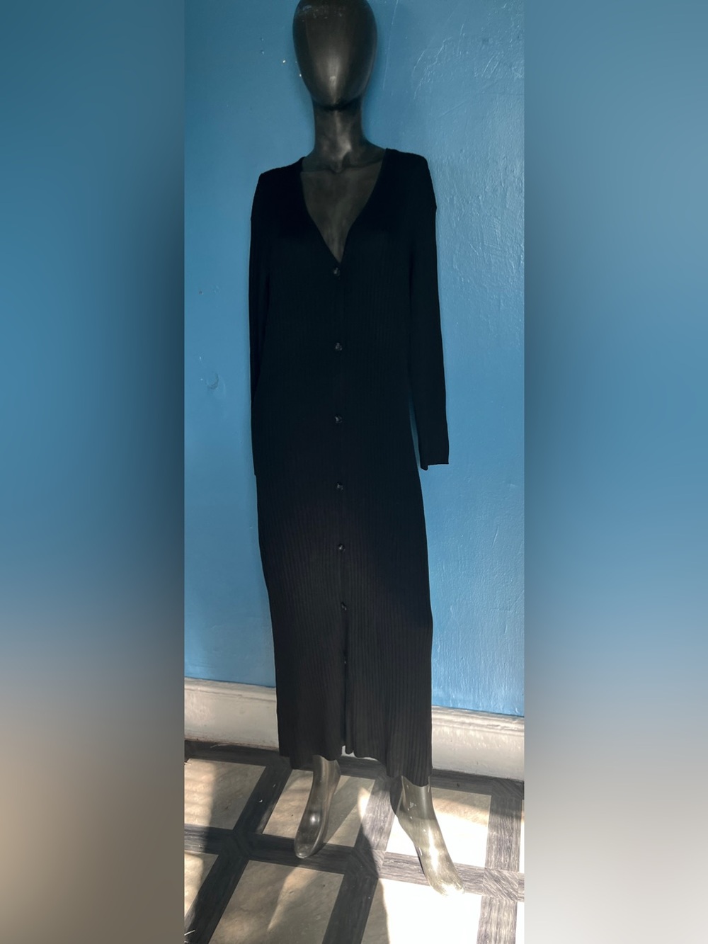 Victoria's Secret Black Ribbed Button-Front cardigan sweater NWT